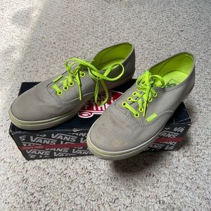 Vans Authentic Lo Pro grey & neon yellow shoes (unisex: men’s 7, women’s 8.5)